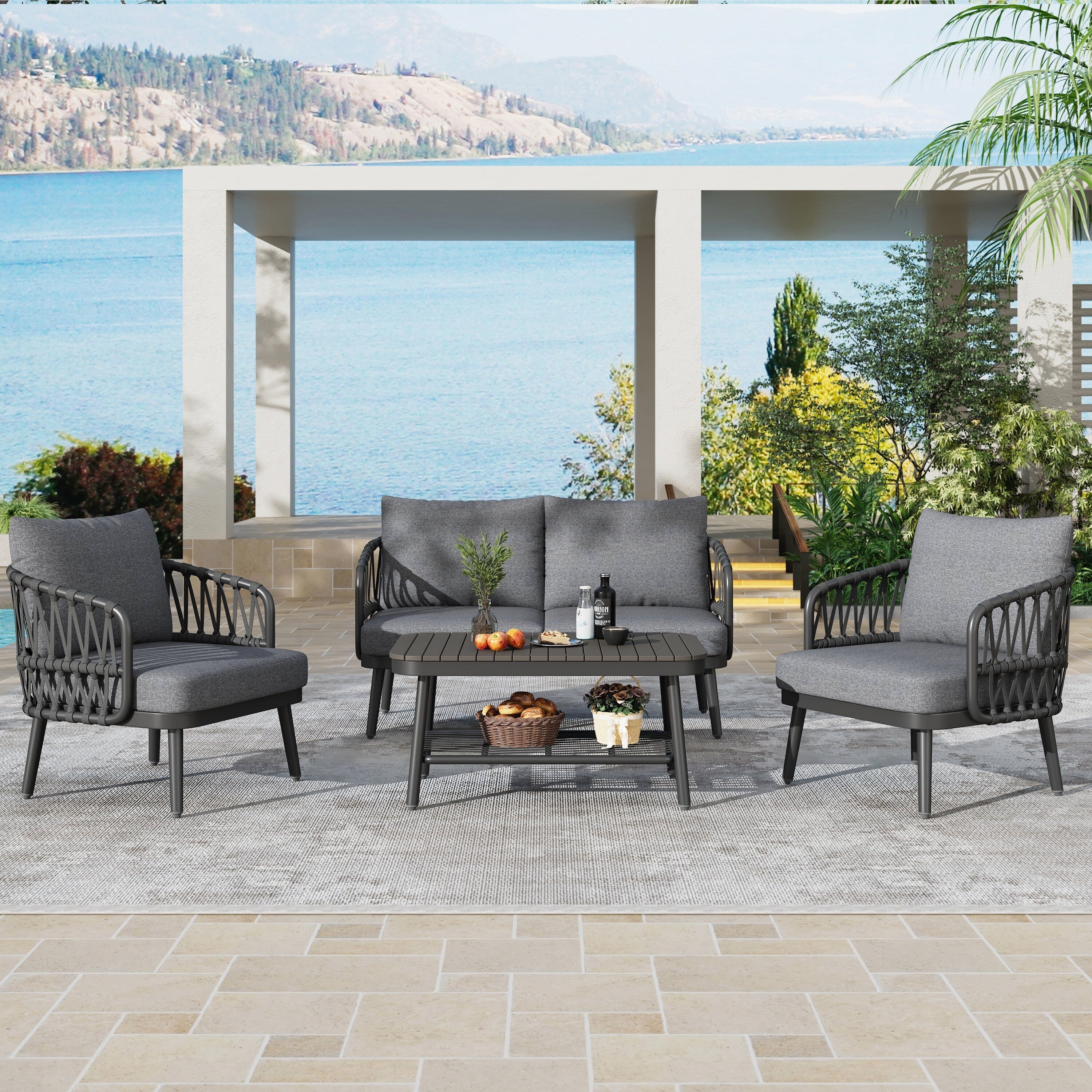 Ensemble de meubles de patio extérieur 4 pièces