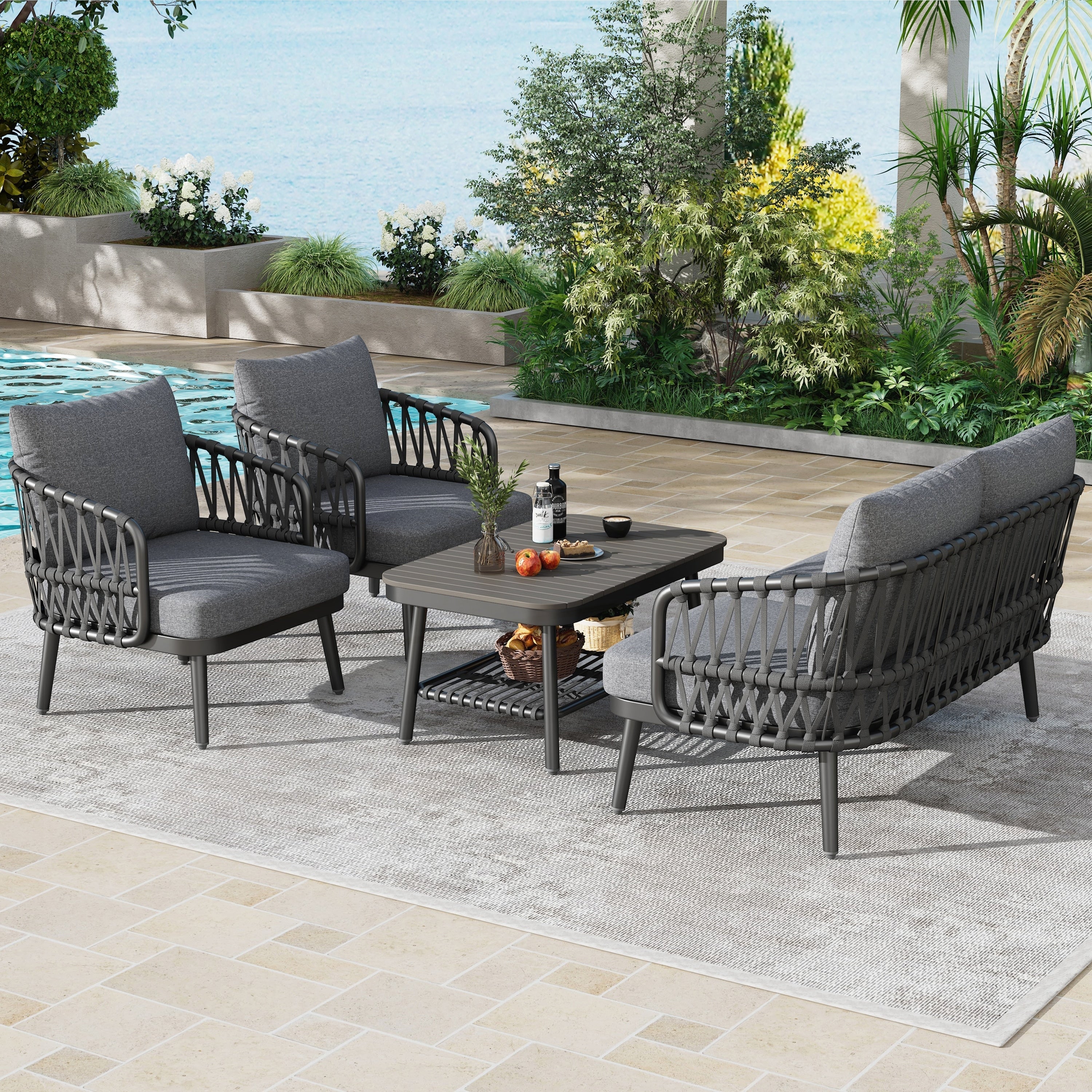 Ensemble de meubles de patio extérieur 4 pièces