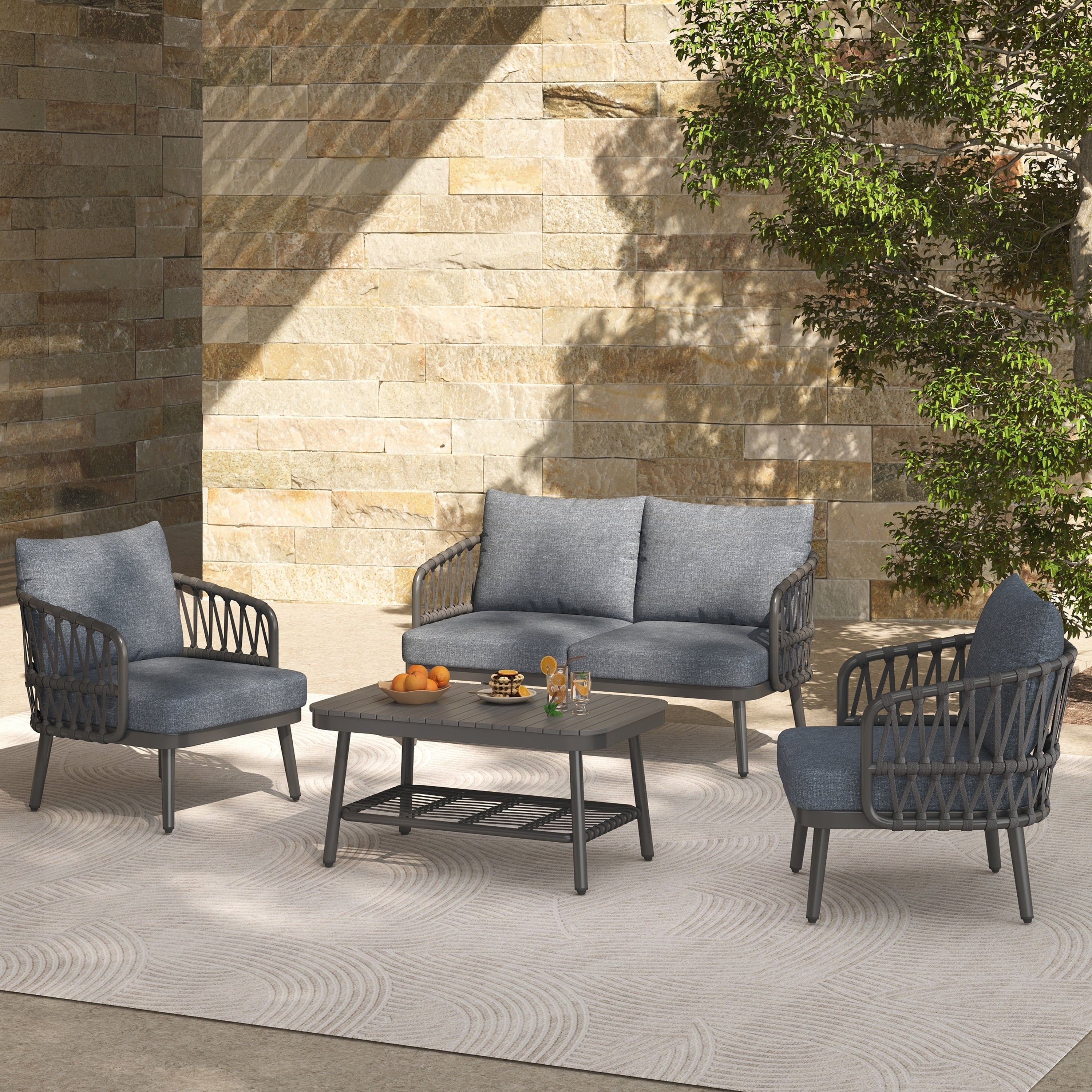 Ensemble de meubles de patio extérieur 4 pièces