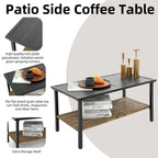 Ensemble de meubles de jardin en rotin 4 pièces, coussins épais et table d'appoint : 1 table, 2 chaises simples et 1 causeuse