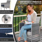 Ensemble de meubles de jardin en osier 4 pièces avec table, causeuse et 2 chaises