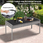 Ensemble de meubles de jardin en osier 4 pièces avec table, causeuse et 2 chaises
