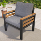 Ensemble de canapés d'extérieur 4 pièces pour 5 personnes avec coussin amovible et table basse en bois massif