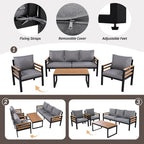 Ensemble de canapés d'extérieur 4 pièces pour 5 personnes avec coussin amovible et table basse en bois massif