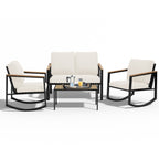 Ensemble de conversation de patio 4 pièces avec coussins et chaises berçantes