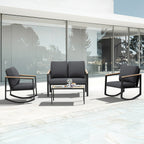 Ensemble de conversation de patio 4 pièces avec coussins et chaises berçantes