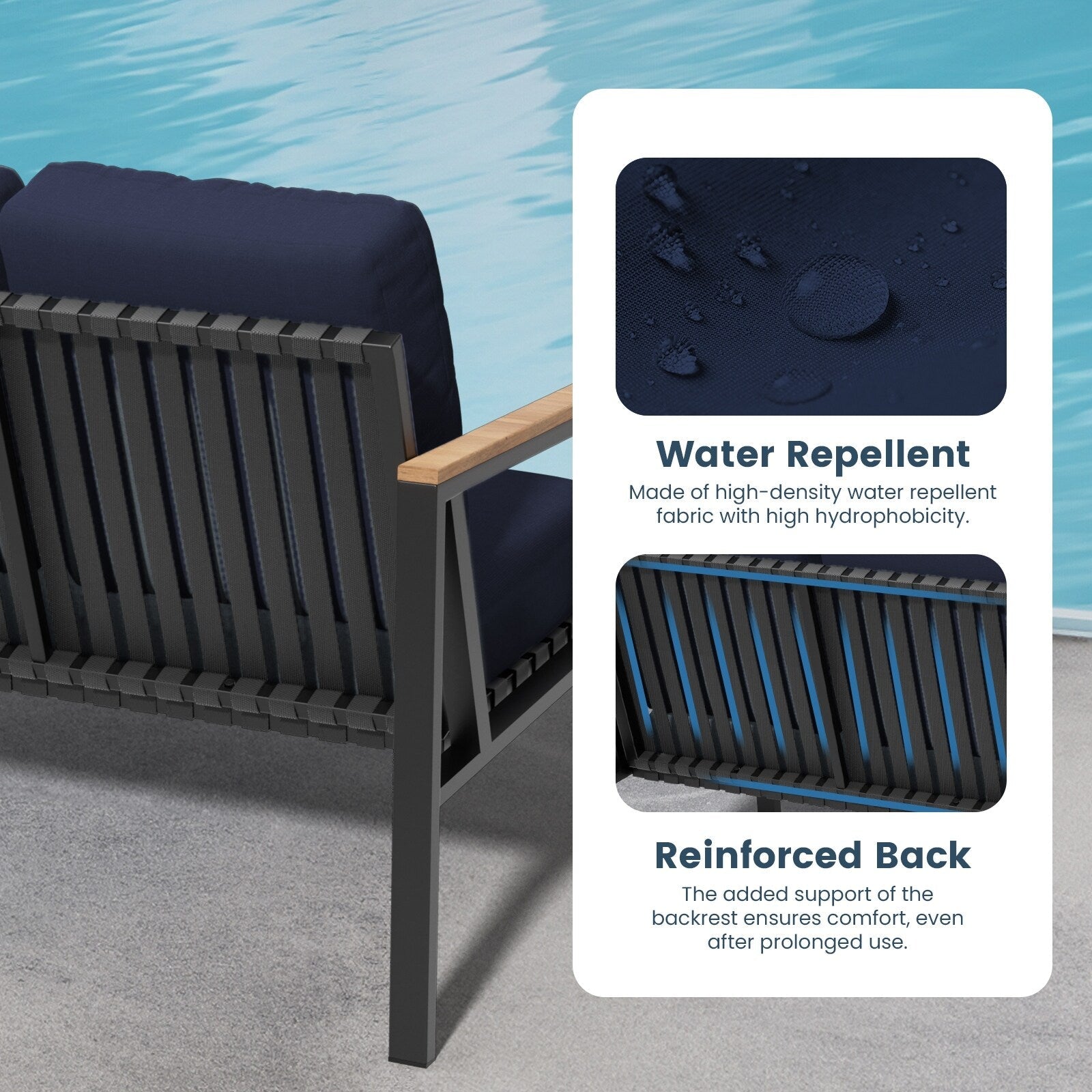 Ensemble de conversation de patio 4 pièces avec coussins et chaises berçantes