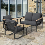 Ensemble de conversation de patio 4 pièces avec coussins et chaises berçantes