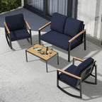 Ensemble de conversation de patio 4 pièces avec coussins et chaises berçantes