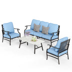 Ensemble de salon de jardin MAISON ARTS 4/5 pièces, canapé avec 2 fauteuils simples, 1 canapé 3 places et table basse/poufs