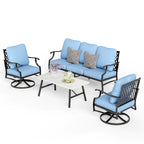 Ensemble de salon de jardin MAISON ARTS 4/5 pièces, canapé avec 2 fauteuils simples, 1 canapé 3 places et table basse/poufs