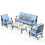 Ensemble de salon de jardin MAISON ARTS 4/5 pièces, canapé avec 2 fauteuils simples, 1 canapé 3 places et table basse/poufs