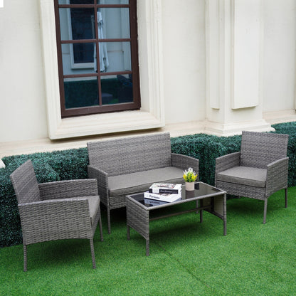 Ensemble de 4 meubles de jardin en osier, sectionnels et en rotin, avec coussins, pour jardin