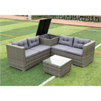 Ensemble de canapés sectionnels en osier avec rangement, 4 pièces, pour patio