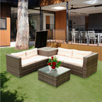 Ensemble de canapés sectionnels en osier avec rangement, 4 pièces, pour patio