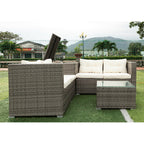 Ensemble de canapés sectionnels en osier avec rangement, 4 pièces, pour patio