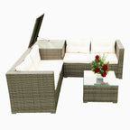 Ensemble de canapés sectionnels en osier avec rangement, 4 pièces, pour patio