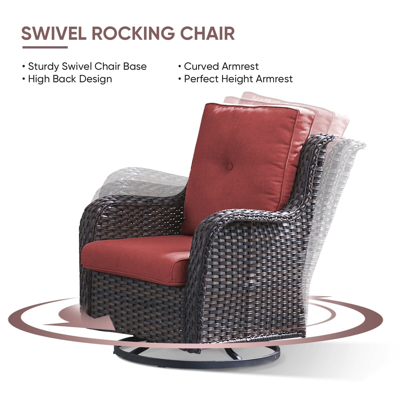 Ensemble de 4 canapés de patio avec fauteuils pivotants Gymojoy