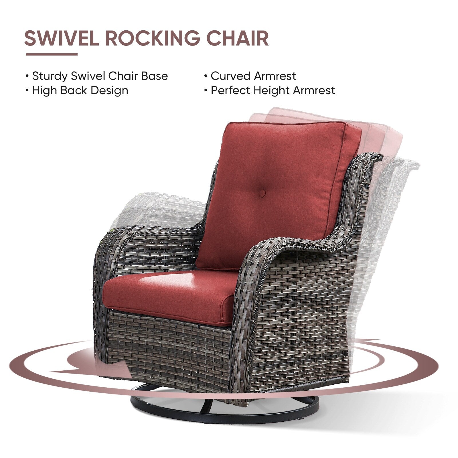 Ensemble de 4 canapés de patio avec fauteuils pivotants Gymojoy