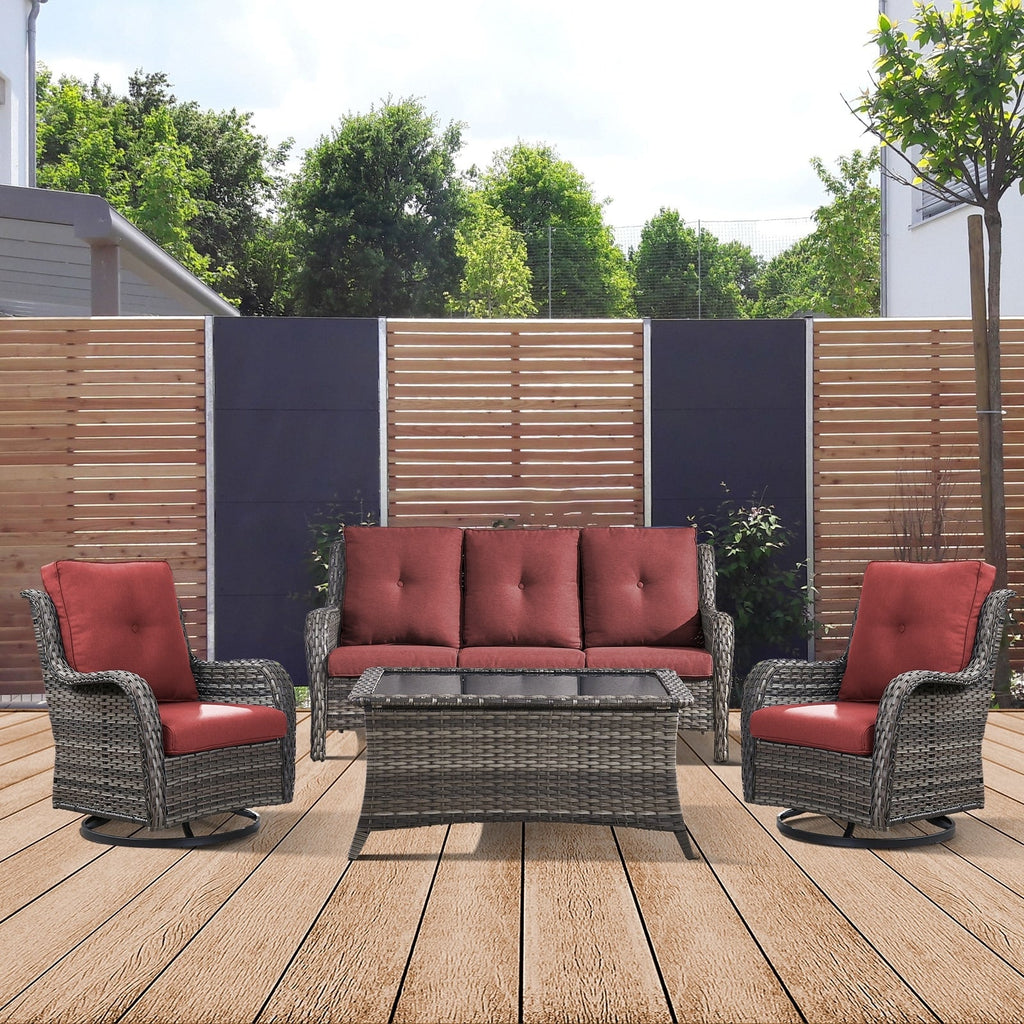 Ensemble de 4 canapés de patio avec fauteuils pivotants Gymojoy