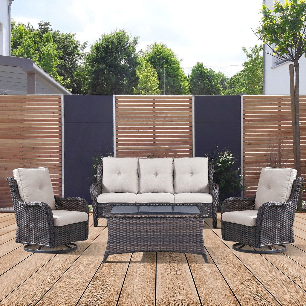 Ensemble de 4 canapés de patio avec fauteuils pivotants Gymojoy