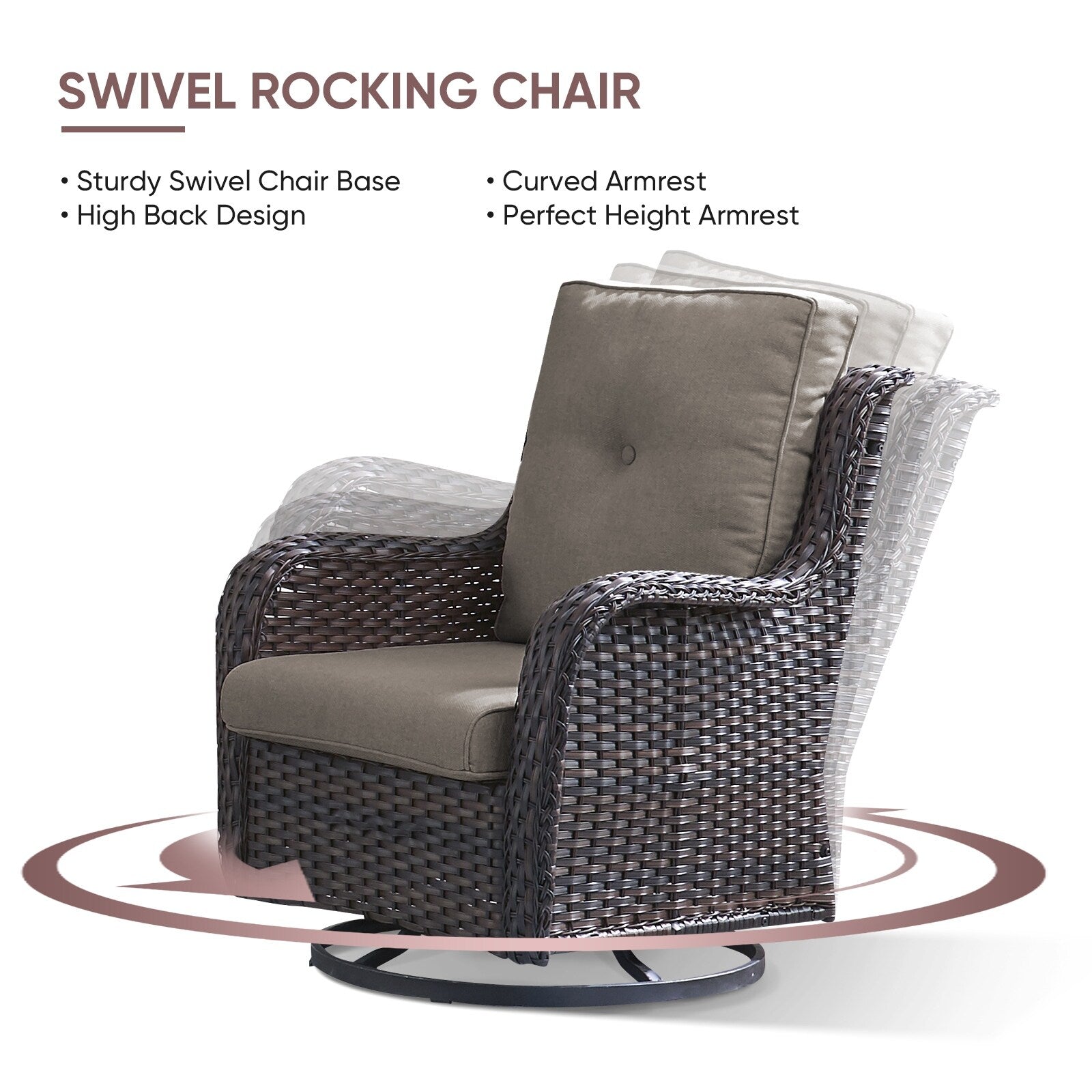 Ensemble de 4 canapés de patio avec fauteuils pivotants Gymojoy
