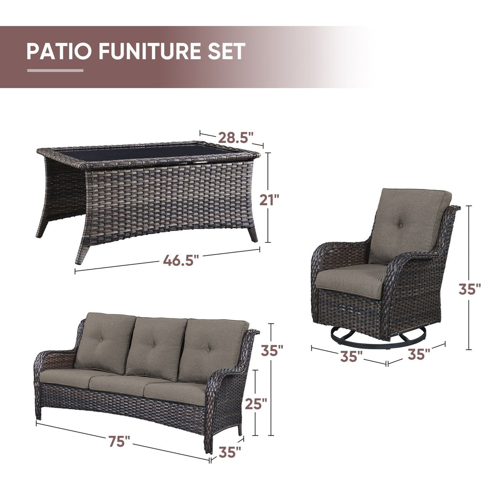 Ensemble de 4 canapés de patio avec fauteuils pivotants Gymojoy