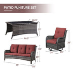 Ensemble de 4 canapés de patio avec fauteuils pivotants Gymojoy