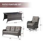 Ensemble de 4 canapés de patio avec fauteuils pivotants Gymojoy