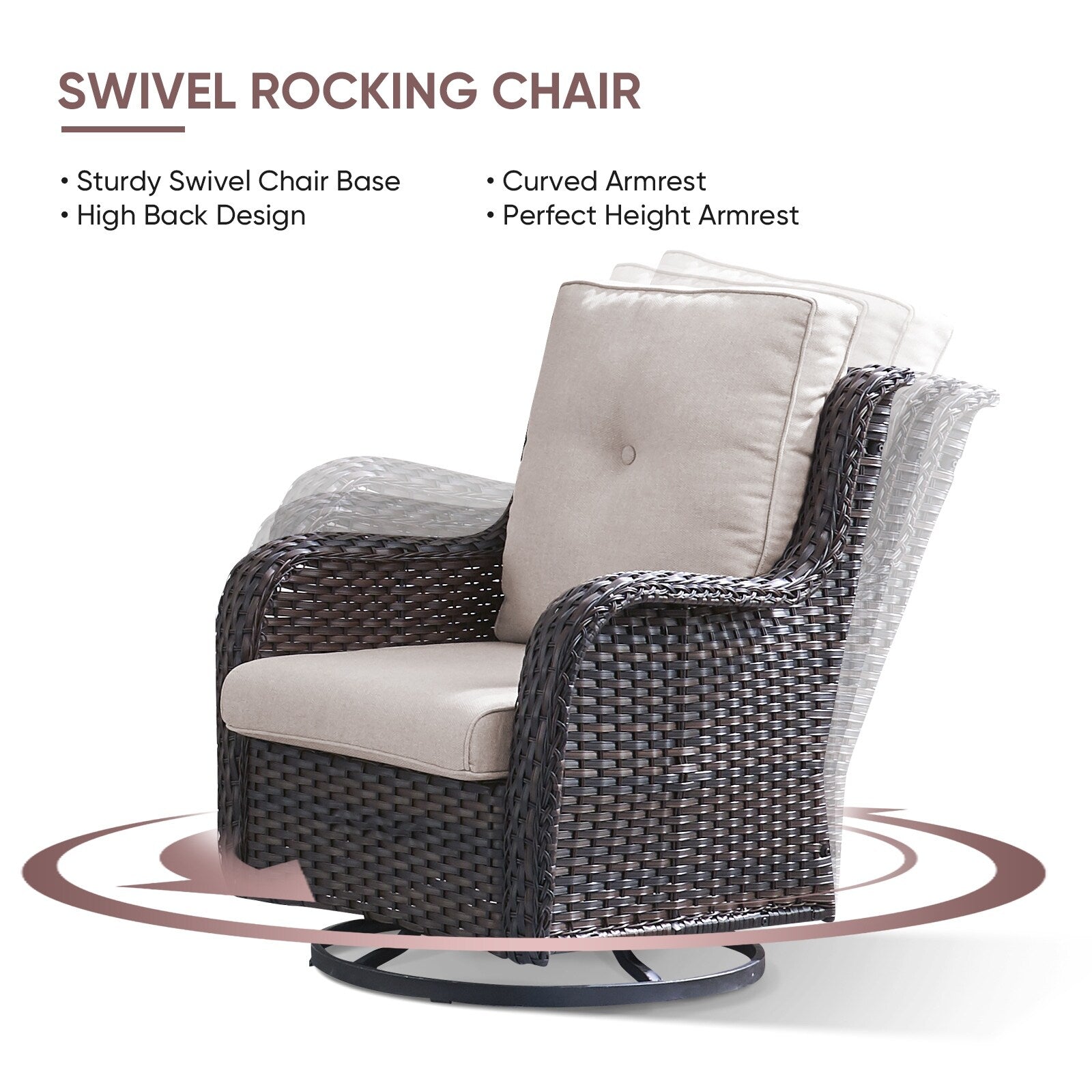 Ensemble de 4 canapés de patio avec fauteuils pivotants Gymojoy