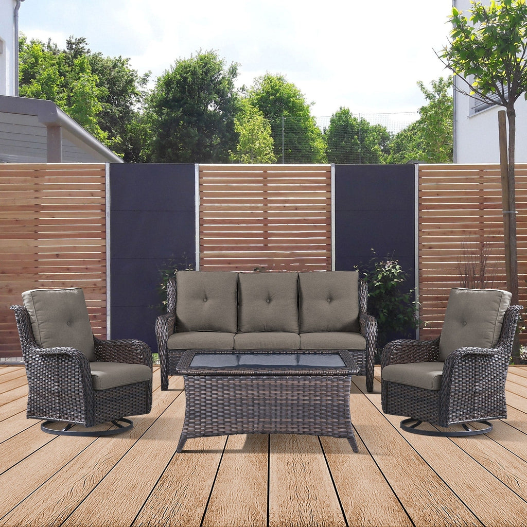 Ensemble de 4 canapés de patio avec fauteuils pivotants Gymojoy