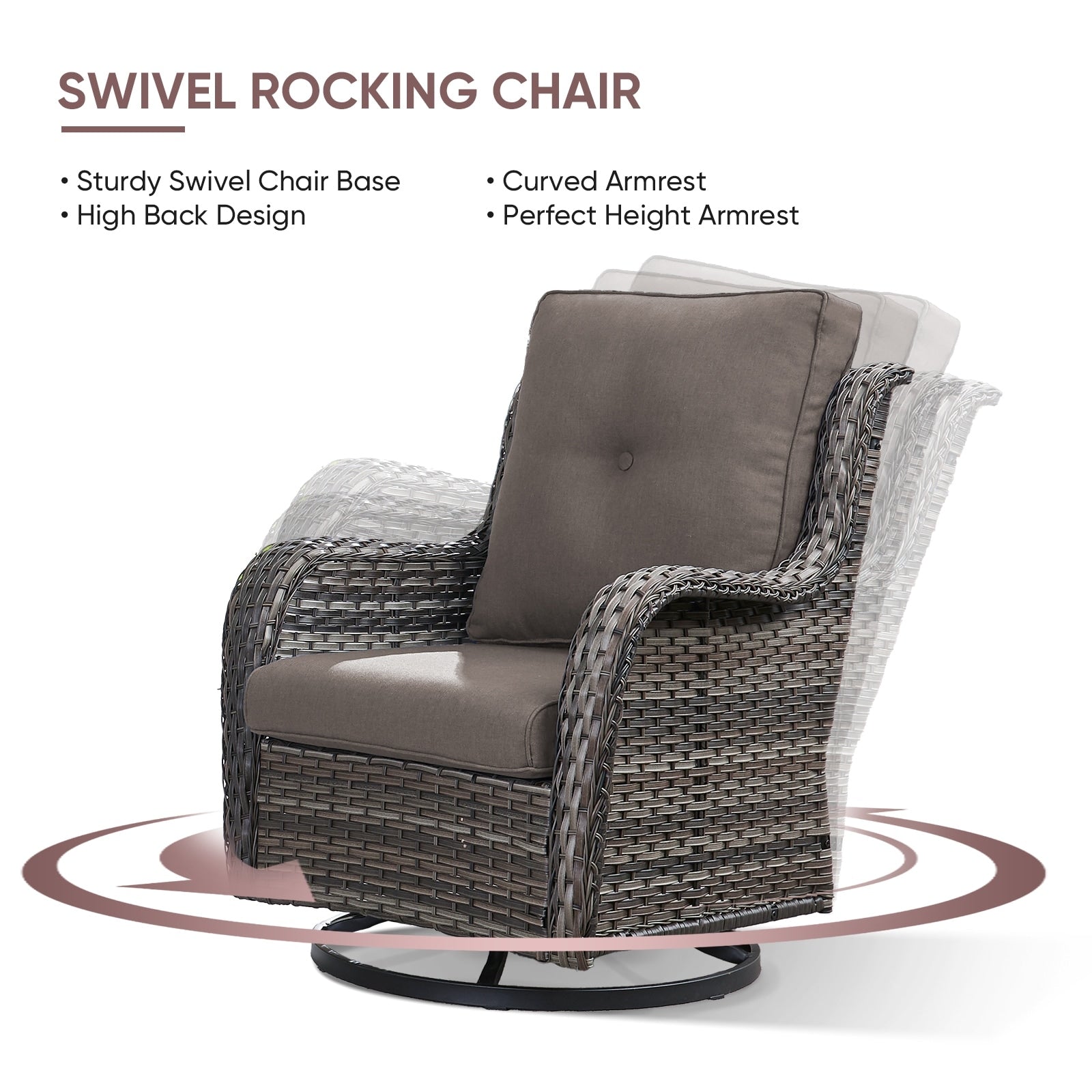 Ensemble de 4 canapés de patio avec fauteuils pivotants Gymojoy