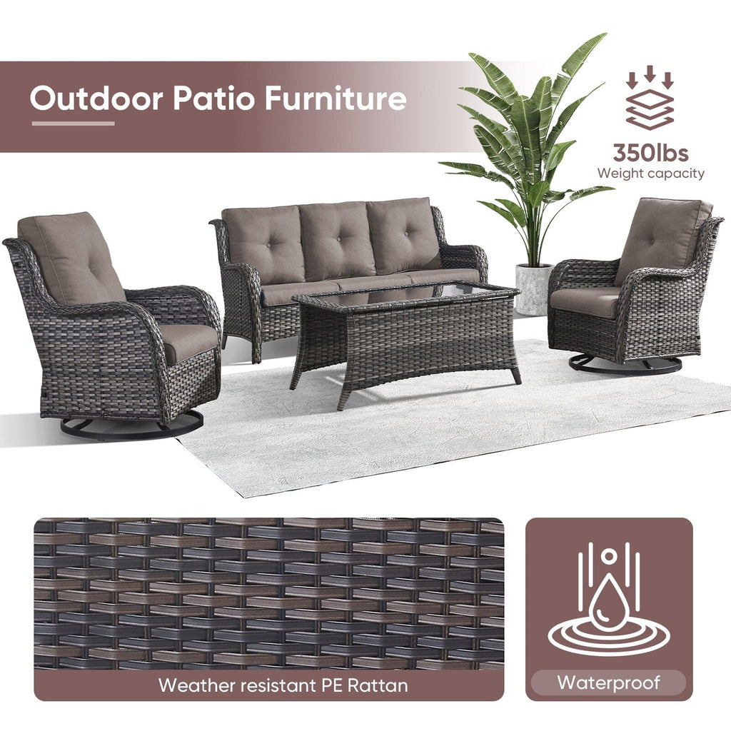 Ensemble de 4 canapés de patio avec fauteuils pivotants Gymojoy
