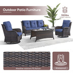 Ensemble de 4 canapés de patio avec fauteuils pivotants Gymojoy