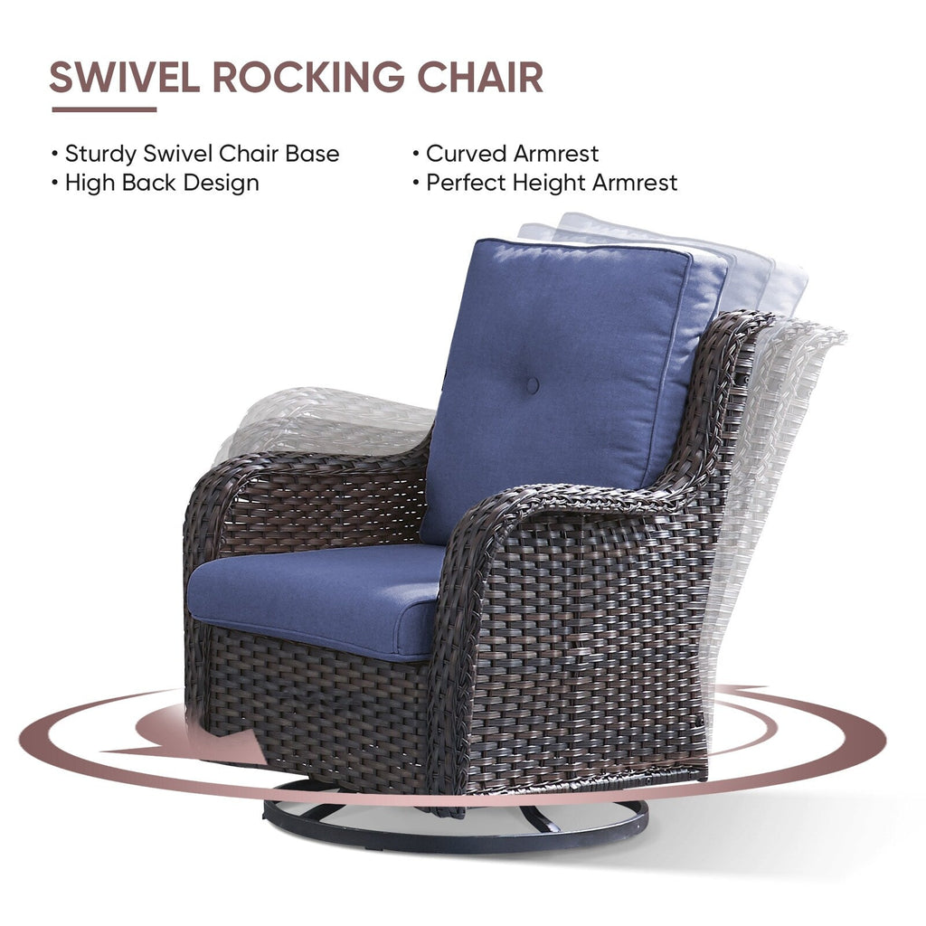Ensemble de 4 canapés de patio avec fauteuils pivotants Gymojoy