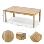 Ensemble de salon de jardin 4 pièces en aluminium effet bois avec dossier et coussins en rotin