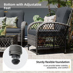 Ensemble de 4 chaises de patio Patio Watcher en osier gris avec coussins et table basse