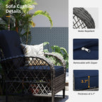 Ensemble de 4 chaises de patio Patio Watcher en osier gris avec coussins et table basse