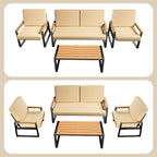 Salon de jardin 4 pièces en bois massif avec housses de coussin amovibles