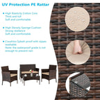 Ensemble de meubles de patio 4 pièces en rotin et osier
