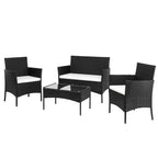 Ensemble de meubles de patio 4 pièces en rotin et osier