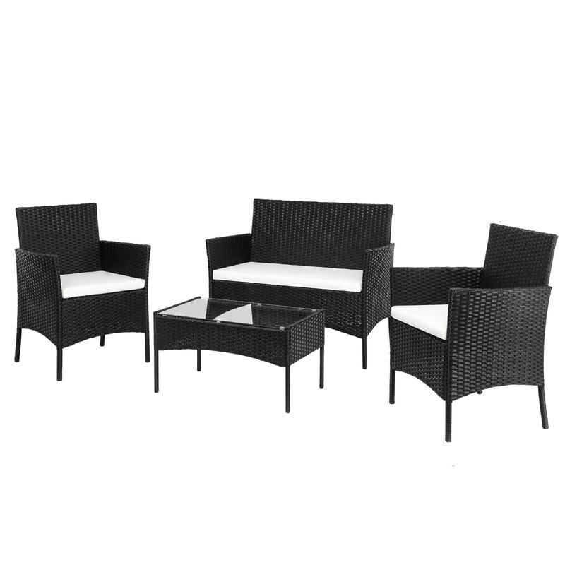 Ensemble de meubles de patio 4 pièces en rotin et osier