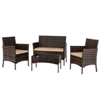 Ensemble de meubles de patio 4 pièces en rotin et osier