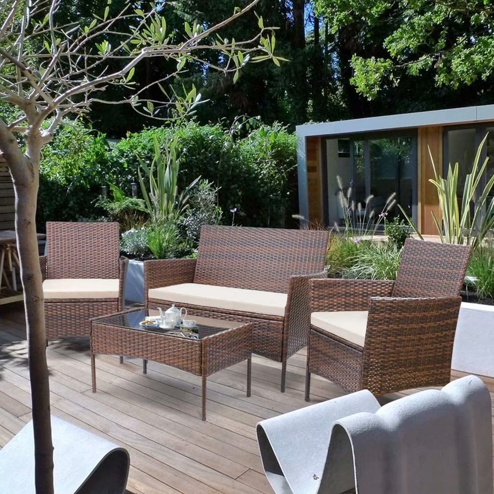 Ensemble de patio extérieur Homall PE Rattan 4 pièces