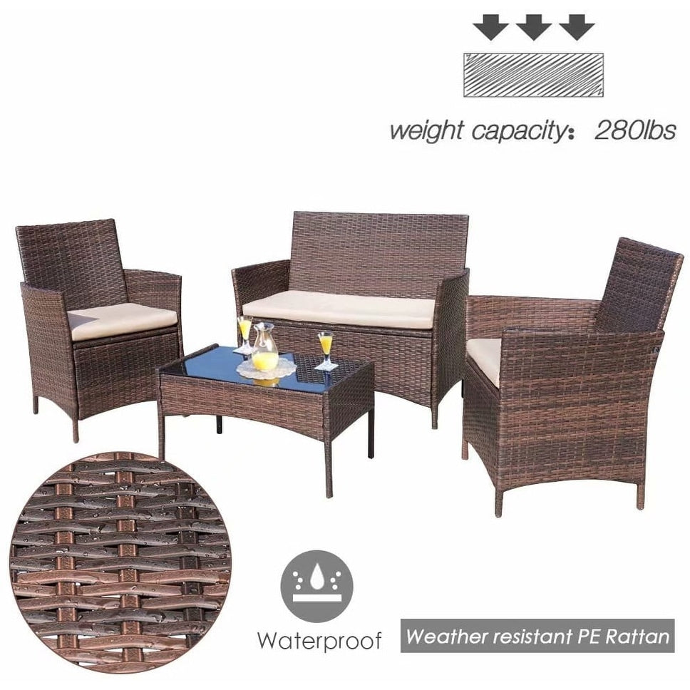 Ensemble de patio extérieur Homall PE Rattan 4 pièces