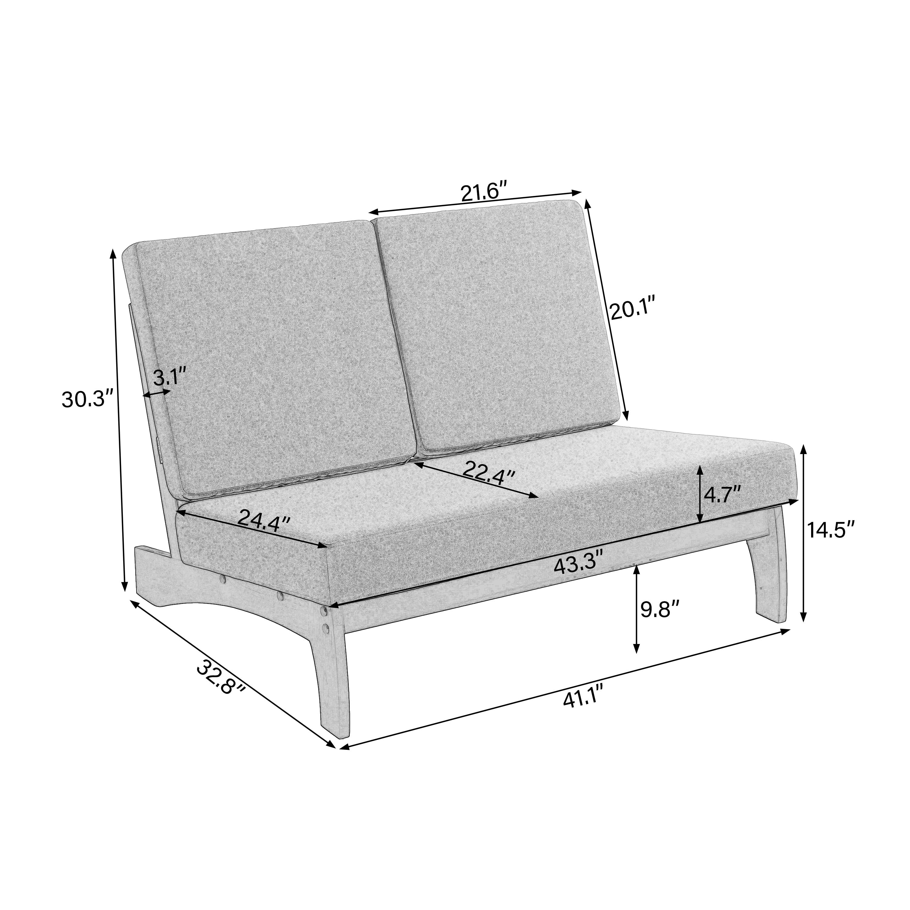 Ensemble de canapé sectionnel en bois 4 pièces avec coussin