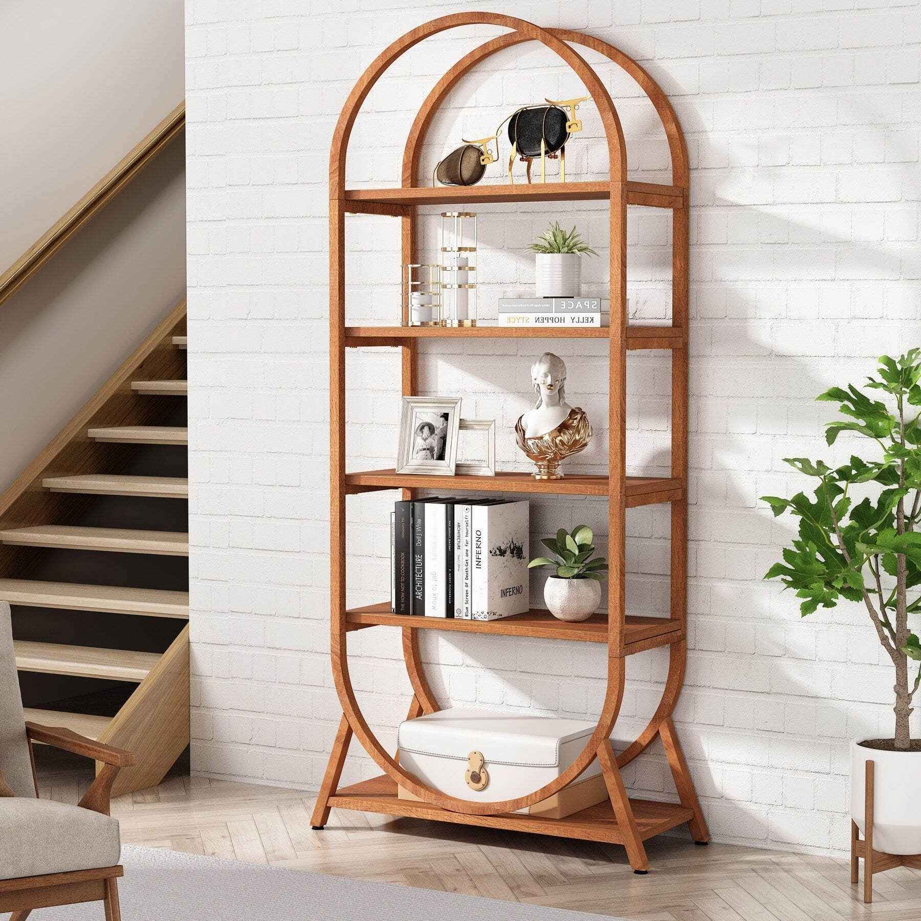 Open Bookshelf, Industrial Bookcase Storage Shelves with Metal Frame
