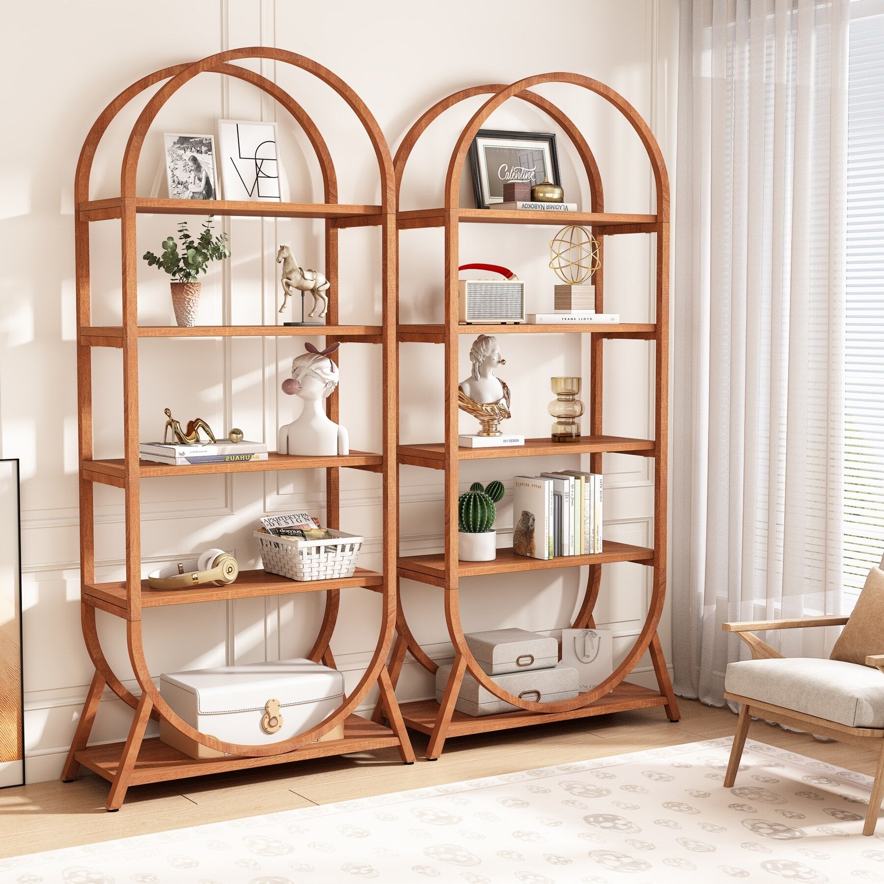 Open Bookshelf, Industrial Bookcase Storage Shelves with Metal Frame
