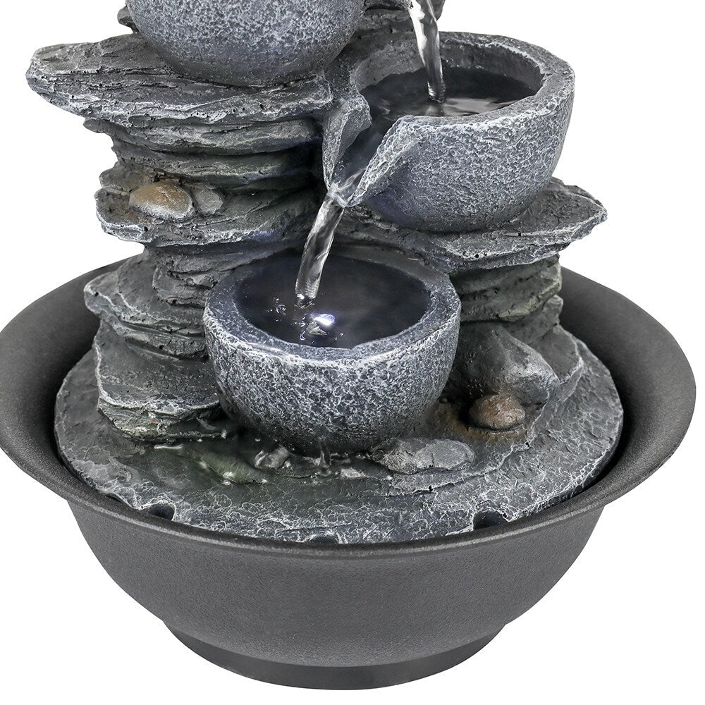 Fontaine d'eau d'intérieur à 4 niveaux avec cascade relaxante pour la maison