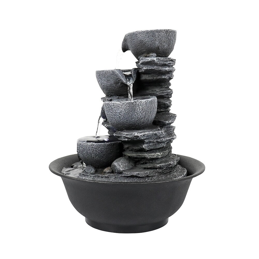 Fontaine d'eau d'intérieur à 4 niveaux avec cascade relaxante pour la maison